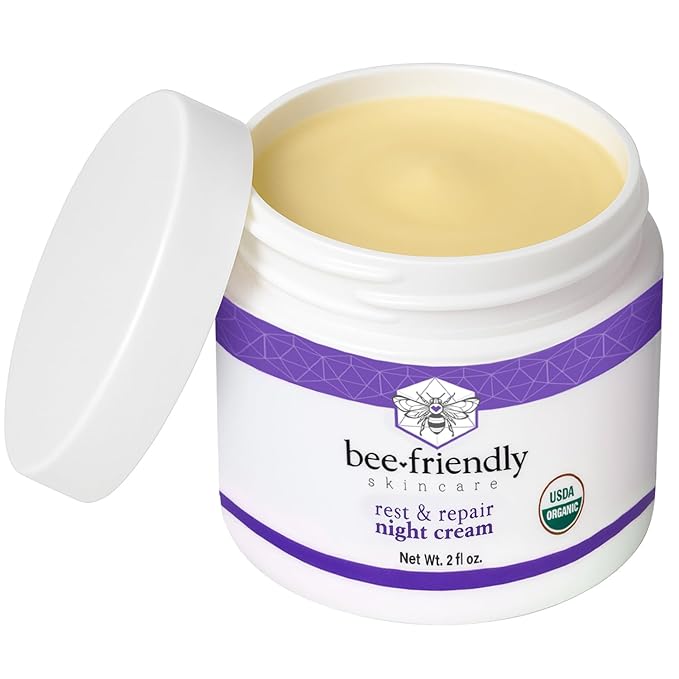 BeeFriendly Organic Night Cream USDA Certified Organic Deep Hydrating &amp Moisturizing Night Time Eye Face Neck &amp Decollete Cream for Women and Men Anti Aging Anti Wrinkle 6 oz - 3 Pack