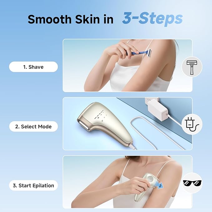 Painless IPL Laser Hair Removal for Women &amp Men 39°F Sapphire Ice Cooling Technology At-Home Laser Hair Removal Device for Face Armpits Legs Bikini &amp Whole Body Long-Lasting Results