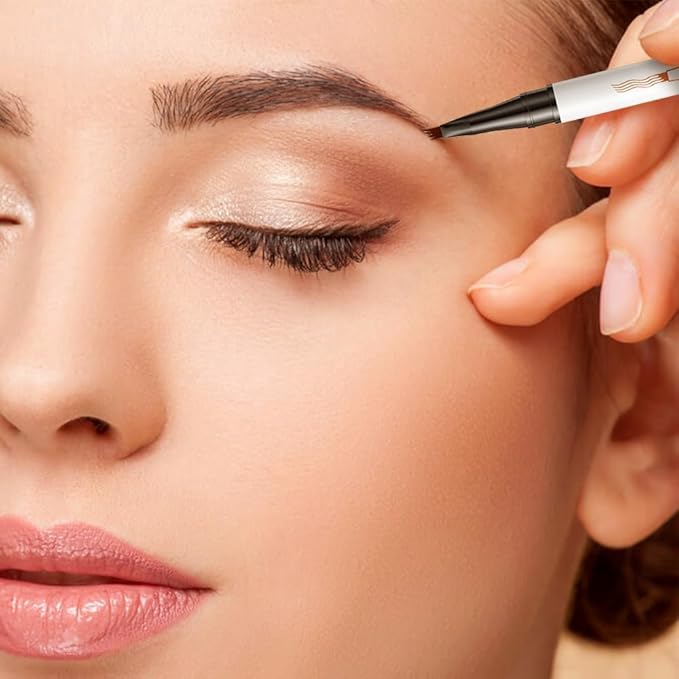 2 Pcs Microblading Eyebrow Pen Waterproof Microblading Eyebrow Pencil Eye Brow Pen with 4 Micro-Fork Tip Natural Makeup Long-Lasting Fine Stroke Magic Eyebrow Pencil Stay on All Day (Light Brown)