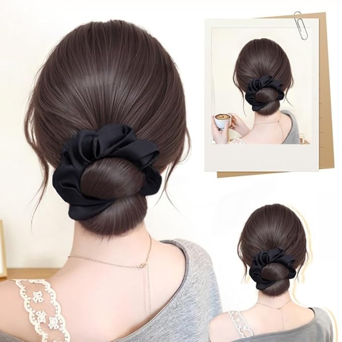 Hair Bun Hairpiece Claw Clip in Bun Chignon Fake Ponytail Hair Extension Wig for Women Daily Party (Dark Brown Color)