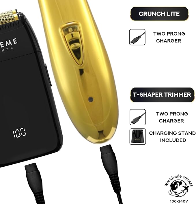 Supreme Trimmer 2-in-1 Crunch Lite Foil Shaver &amp T-Shaper Trimmer Set | ST5200 Beard Trimmer STF600 Electric Razor | Travel or at Home Hair Cutting Kit | Gold