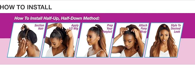 Sensationnel INSTANT UP &amp DOWN Half Wig Wrapped Ponytail Basic Straight Yaki Texture Easy Styling Heat Resistant Synthetic Fiber Pony Wrap Sleek Finish - UD 8 (4)