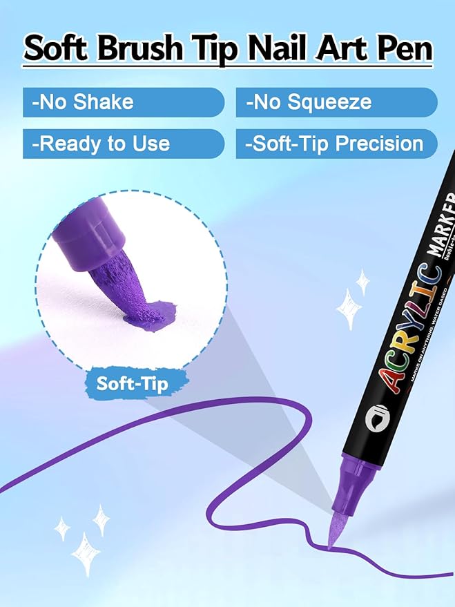 24 Color 3D Nail Art Polish Pens Set Kalolary Nail Art Markers Point Graffiti Dotting Pen Drawing Painting Liner Double Headed Acrylic Paint for DIY Nail Art
