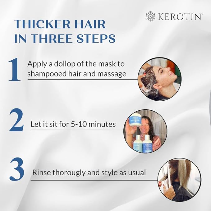 Kerotin Collagen Hair Mask - Hair Treatment Conditioner with Keratin Collagen and Vitamin E Repair Damaged Hair Prevent Breakage and Control Frizz. Made in the USA (16 fl oz 2 units)