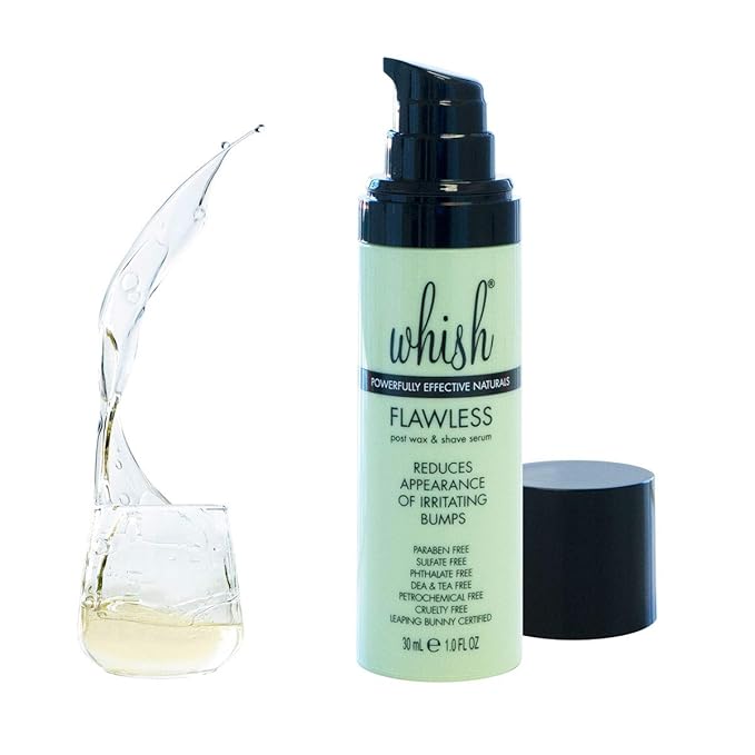 Whish Flawless Post Wax &amp Shave Serum - Ingrown Hair Treatment for Men and Women - Calming Aftershave Oil for Razor Wax &amp Laser Bumps - With Aloe &amp Salicylic Acid - Paraben &amp Sulfate