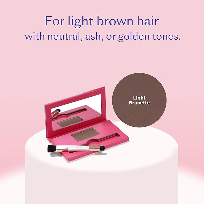 eSalon Root Touch Up + Brow Powder Conceal &amp Cover (Light Brunette) - Hairline Powder for Women - Scalp Concealer &amp Filler for Thinning &amp Gray Hair Coverage - Creates Thicker &amp Fuller
