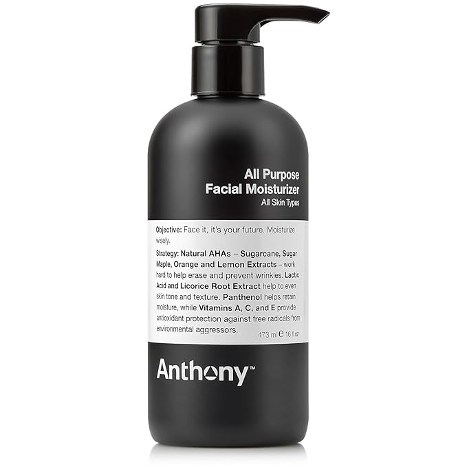 Anthony All-Purpose Facial Moisturizer ? Men?™s Hydrating Lotion for Dry Skin ? Lightweight Non-Comedogenic Anti-Aging Formula ? 16 Fl Oz
