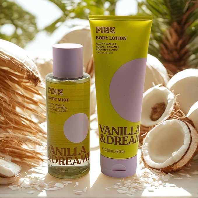 Victoria's Secret PINK VANILLA &amp DREAMY Body Mist &amp Lotion 2-piece set - 2025 LIMITED EDITION