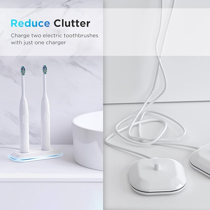 Galvanox 2-in-1 Dual Toothbrush Charger Compatible with Oral B Electric Toothbrushes Replacement for 3757 - Works with Braun OralB Pro Advantage Smart Genius Vitality iO and Kids Models