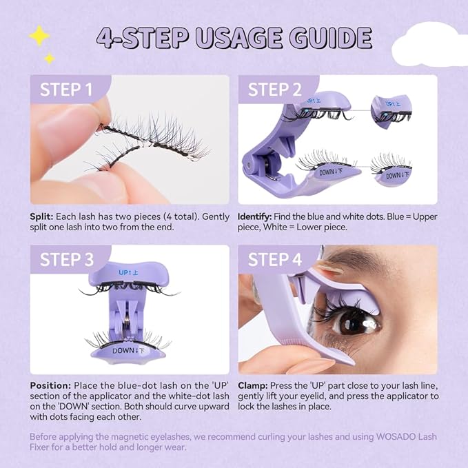 Soft Magnetic Eyelashes Kit with Applicator No.14 Frost Black BearisBug Reusable Glue-free Wispy Magnetic Lashes Cruelty-free False Lashes Waterproof Lightweight Suit for Heavy Makeup