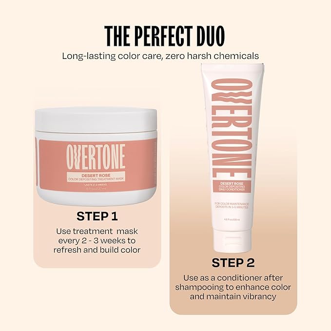 Overtone Semi Permanent Hair Color Conditioner Desert Rose 8 oz Nourishing Damage-Free Color Depositing Mask for All Hair Types with Shea Butter &amp Coconut Oil Vegan &amp Cruelty-Free
