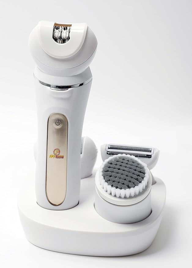 Epitome 5-in-1 Hair Removal Epilator with Facial Cleanser and Shaver attachments Wet/Dry with Built-in Light