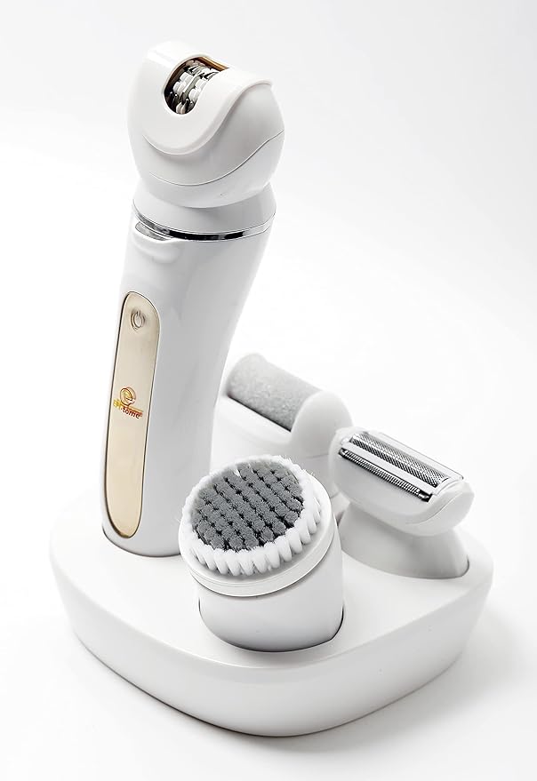 Epitome 5-in-1 Hair Removal Epilator with Facial Cleanser and Shaver attachments Wet/Dry with Built-in Light