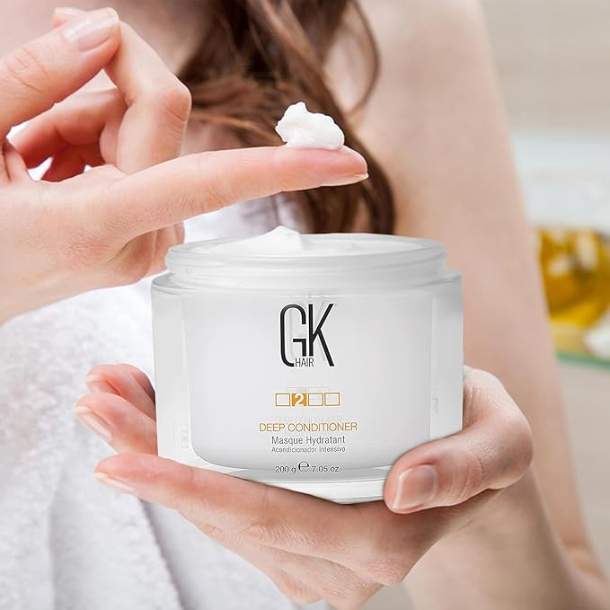 GK Hair Global Keratin Moisturizing Shampoo And Conditioner 100ml With Deep Conditioner Masque 200G For Dry Frizzy Damaged &amp Chemically Treated Hair - Sulfate And Paraben Free