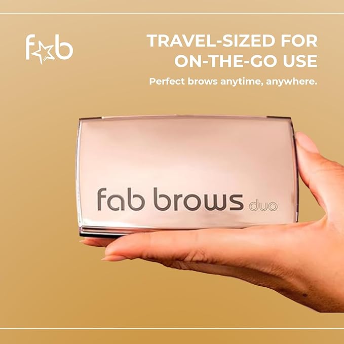 Fab Brows Duo Eyebrow Kit Ultimate Brow Stencil Kit with Compact Powder Mirror and Eyebrow Shaper Waterproof Eyebrow Makeup Kit Contour Palette Eyebrow Cosmetics (Dark Brown/Chocolate Brown)
