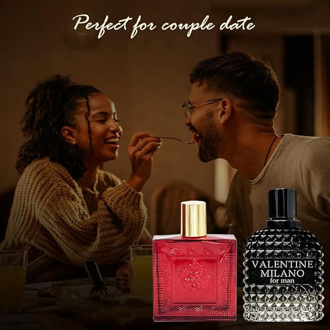 Valentine Milano Cologne for Men (EDP) &amp Lion Versatile (EDT) Red Flame for Men Cologne Fragrance for Man 3.4 Fl Oz Each (Pack of 2)