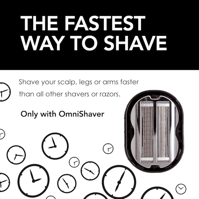 Premium Omnishaver Kit - The Fastest Way to Shave Head Legs Arms Body | An Alternative to Disposable Shaving Razors Self Cleans &amp Strops During Use with Shave Butter &amp Replacement Cartridge