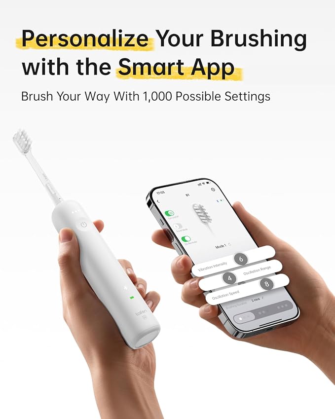 Laifen Wave Special Electric Toothbrush New 2025 Version Oscillation &amp Vibration Sonic Electric Toothbrush for Adults with App 2 Brush Heads IP68 Waterproof Travel Powered Toothbrush (Matte Whi