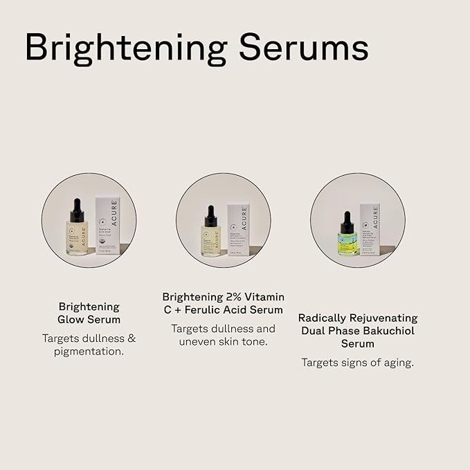 Acure Brightening Glow Serum - Anti Aging Face Serum Bright Glow for Women &amp Men Facial Skincare with Argan Oil and Cranberry Seed Oil Vegan &amp Cruelty Free - 1 fl oz (2 Pack)