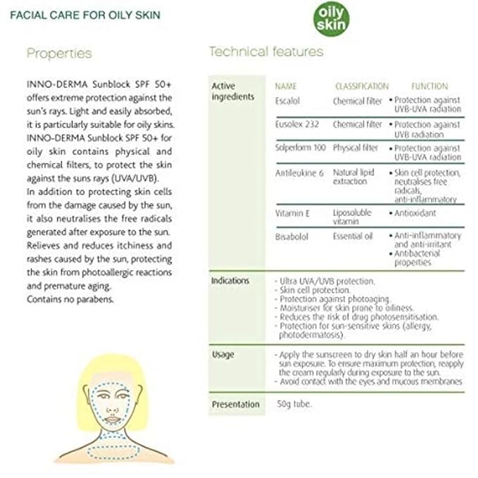 Inno-Derma Sun Defense Sunblock UVP 50+ Oily/Combination Skin-New Presentation