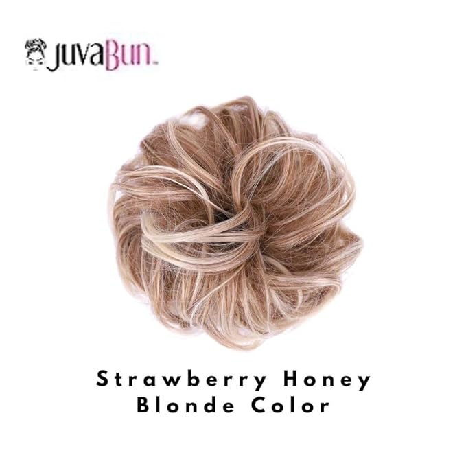 Juvabun Messy Bun Strawberry Honey Blonde Hair Piece Human Hair Blonde ? Natural Soft Updo Look Secure &amp Lightweight Hair Bun Extensions For Women messy bun hair piece