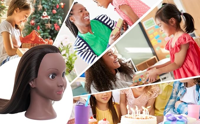 24 Mannequin Head -80% Real Hair Doll head for hair Styling Cosmetology Mannequin Head with Hair for Braiding CurlingCuting with Table Clamp Styling Set (Blonde)