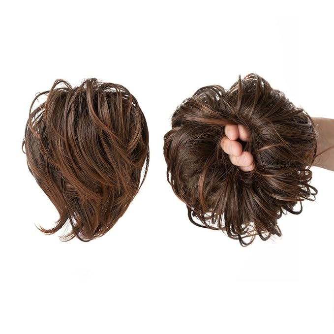 EARSHOT Hair Buns Hair Piece 1 Piece Ball Head Wig Ring Natural Fluffy Long Beard Curly Hair Ring Ponytail Braid Hair Extension Hair Wig Bag Bun Hair Accessories For Girls (Color : 1BT30)