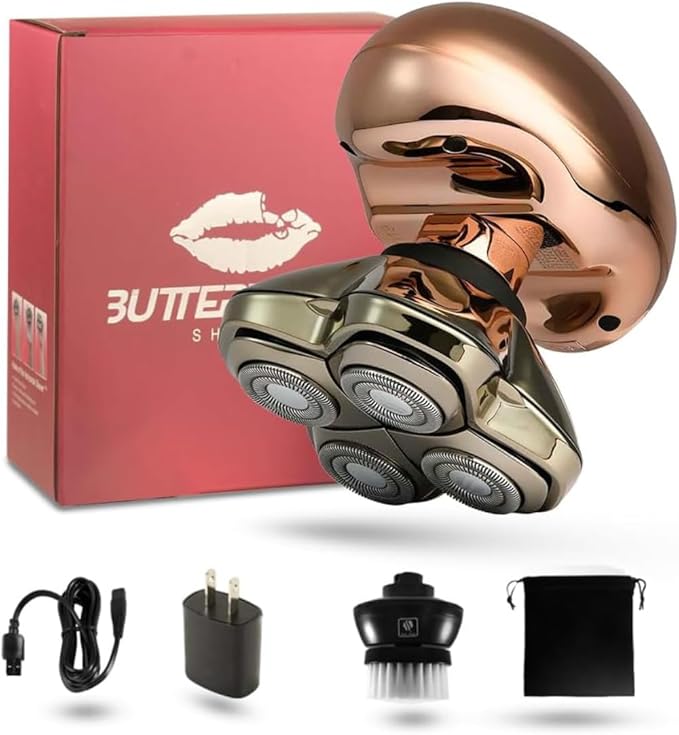 Skull Shaver Butterfly Kiss PRO - Women's Electric Shaver for Bikini Line Legs &amp Body - Wet &amp Dry Use - Ergonomic Hypoallergenic Blades - 60 Minutes Cordless Use - Rose Gold