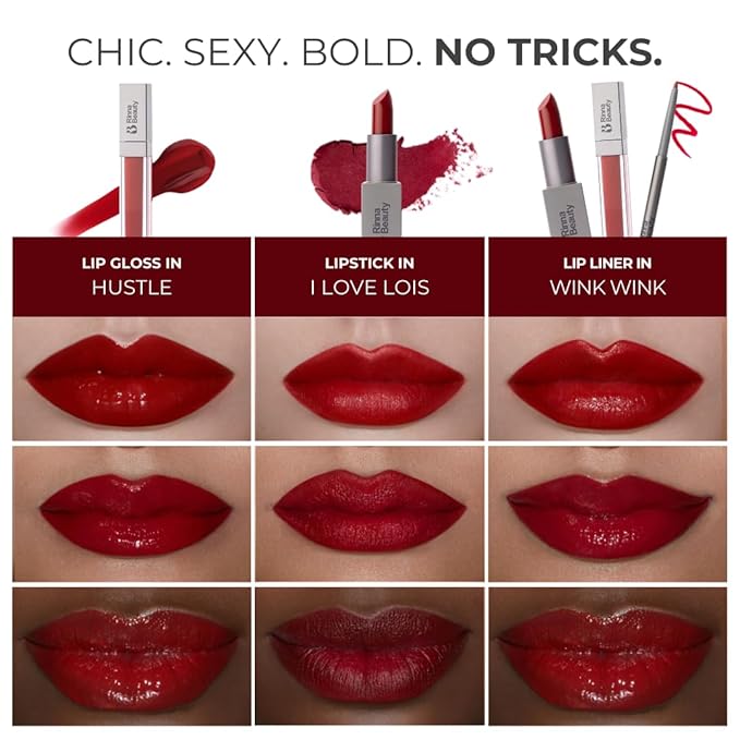 Rinna Beauty Icon Lip Kit - Kiki- All-in-One Lip Kit Includes Lipstick Lip Gloss Lip Liner - Cool Brown look - Vegan Long-Lasting Anti-Aging &amp Moisturizing Cruelty-Free - 1 each
