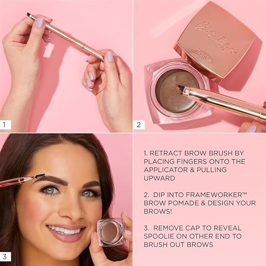 tarte big ego fill service brow brush &amp spoolie ? Angled Brow Brush for Easy Eyebrow Shaping &amp Filling Dual-Ended Makeup Tool for Defined Brows Vegan &amp Cruelty Free
