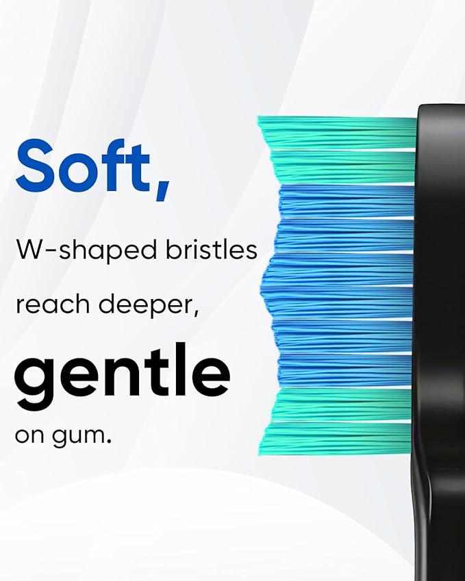 MySmile UC605 Electric Toothbrush for Adults Rechargeable Sonic Electronic Toothbrush with 6 Brush Heads and Travel Case 2 Mins 5 Modes Smart Timer 48000VPM (Black)