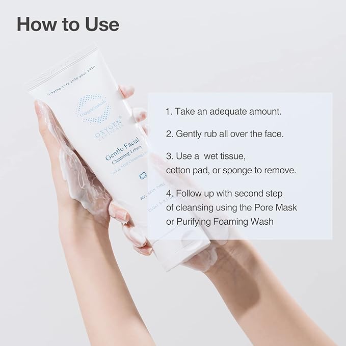 OxygenCeuticals Gentle Facial Cleansing Lotion ? Hydrating Cleanser for Sensitive &amp Dry Skin Removes Makeup Residue &amp Impurities Without Greasy Feel Enriched with Botanic Oils 8.8 fl.oz (250