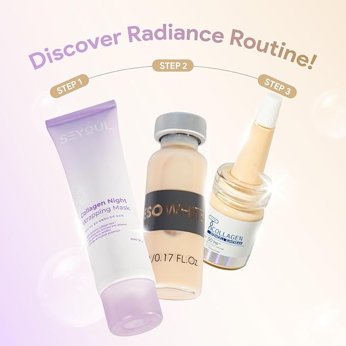 Meso White Facial Serum Ampoules ? Advanced Skincare with Niacinamide Peptides &amp Collagen Hydrating Dark Spot Remover for Face 6 Vials (0.17 fl oz Each)