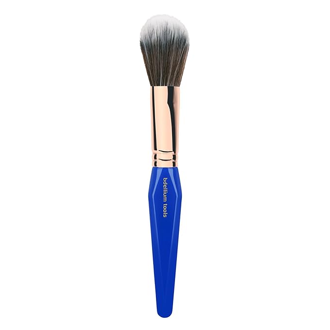 Bdellium Tools Professional Makeup Brush - Golden Triangle 985 Duo Fibre Powder - With All Vegan and Soft Synthetic Fibers For Lightweight Powder Application (Blue 1pc)