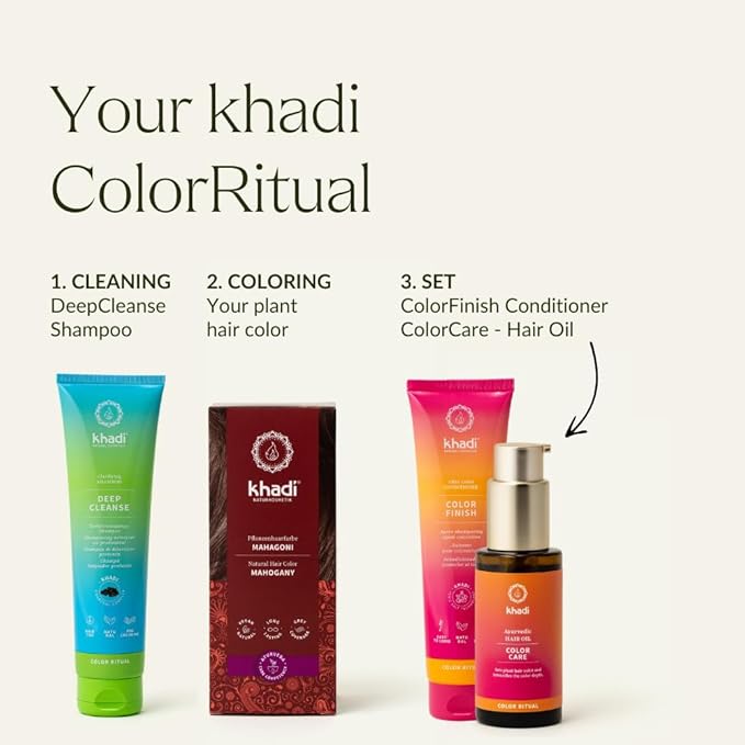 khadi MAHOGANY Natural Hair Color - Hair Color for a velvety earthy red to intense dark red-brown - 100% herbal &amp natural - 3.5 oz