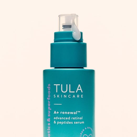 TULA Skin Care A+ Renewal Advanced Retinal + Peptides Serum - Nightly Facial Serum Boosts Radiance and Hydrates 1.01 Fl. oz.