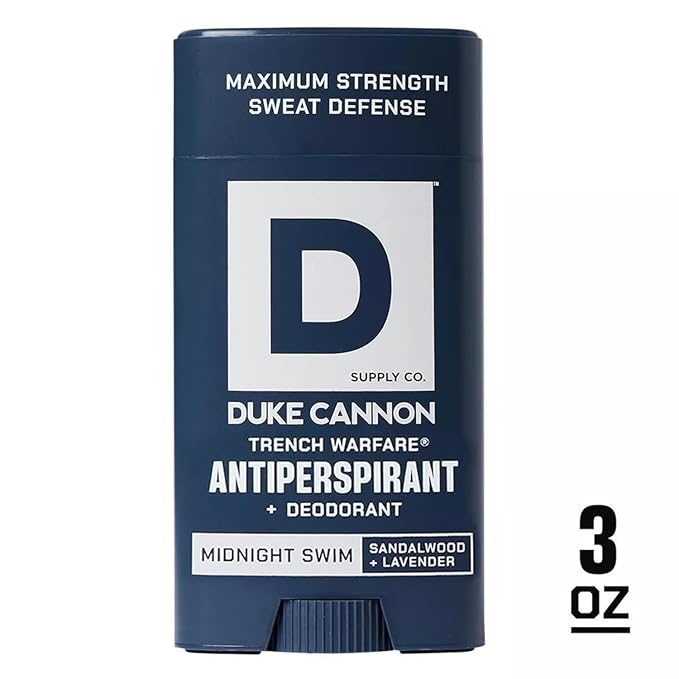Duke Cannon Trench Warfare Anti-Perspirant Deodorant 3 oz ? Maximum Strength Sweat Defense Aloe Vera &amp Vitamin E ? Midnight Swim Sawtooth Superior (Pack of 3)
