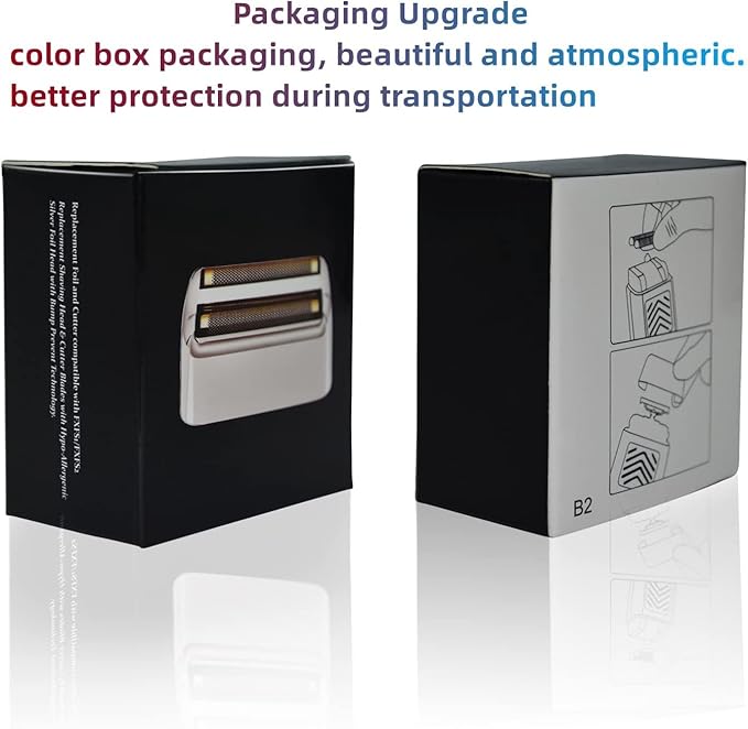 Professional Replacement Foil and Cutters for BaBylissPRO Barberology Double Foil Shaver Compatible with BaBylissPRO Barberology FXFS2 Shaver (2 gold)