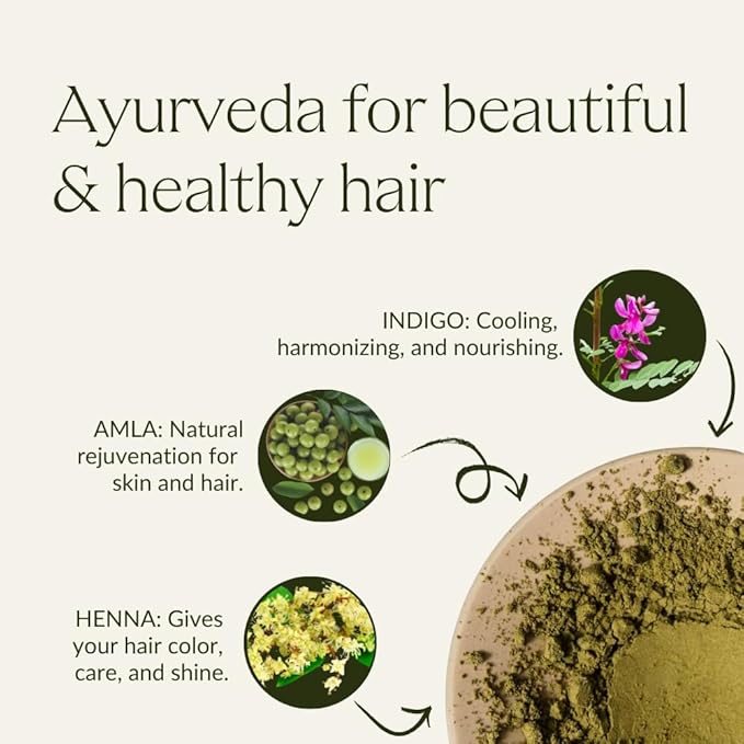 khadi DARK BROWN Natural Hair Color - Hair Color for deep shiny dark brown to strong black brown - 100% herbal &amp natural - 3.5 oz