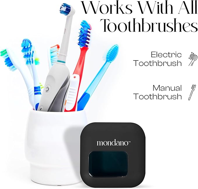 Mondano UV-C Toothbrush Sanitizer and Holder Toothbrush Case - Manual/Electric Toothbrush Cover for Any Toothbrush Head - Rechargeable Toothbrush Travel Case Tooth Brush Cover Cap for Home