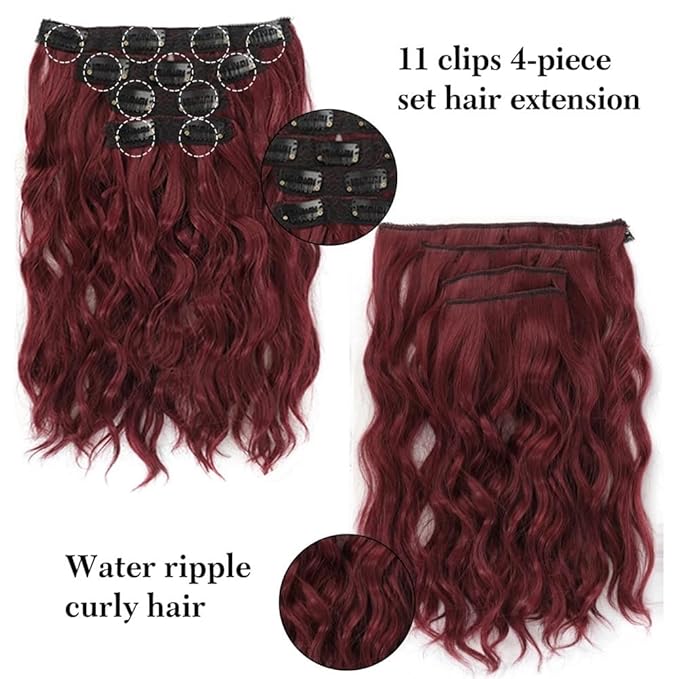 Short Curly Synthetic 4-piece Set Of Water Ripple Hair Extension Wig Clip In Woman's Clip Hair Accessories Hairpiece(6)