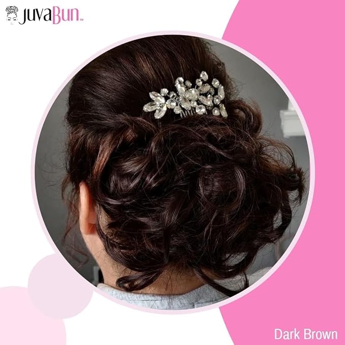 Juvabun Hair Extensions Dark Brown ? Soft Curly Hair Extensions Clip-In for Natural Volume &amp Quick Updo Styling Hair Bun Maker