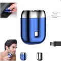 2026 New Model Mini Dual-Head Electric Shaver Electric Mini Portable Razor Pocket Size Washable Double Head Razor Rechargeable Waterproof Compact Electric Shaver for Home Car Travel (Blue)