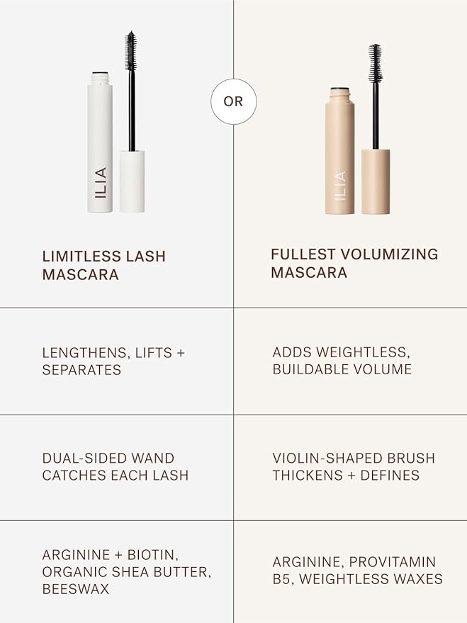 ILIA - Limitless Lash Mascara | Lightweight Nourishing Lengthening Lifting | Flake + Smudge-Resistant | Non-Toxic Cruelty-Free Ophthalmologist-Tested Safe For Sensitive Eyes (Rich Brown)