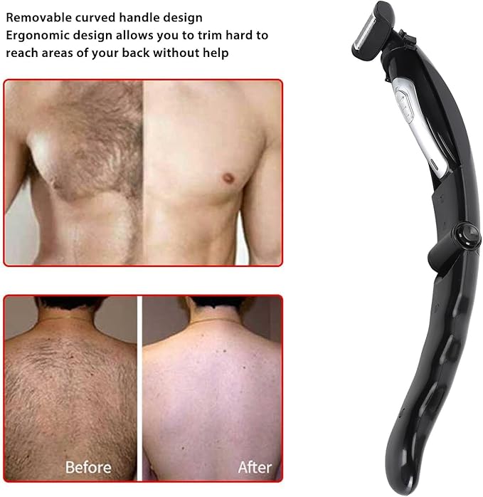Back Trimmer for Men Extreme Reach Removable Handle Power Burst Wet Dry Use Men Back Groomer Shavers for Hair Remover for Blade Body Hair Groomer Wet