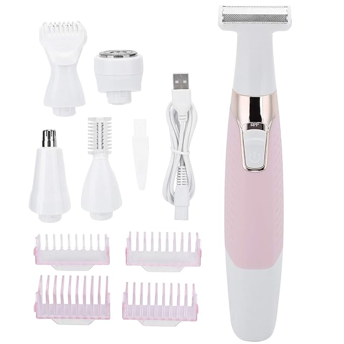 USB Rechargeable Electric Epilator for Women Men 5 in 1 Painless Body Remover with Multifunctional Shaving Head
