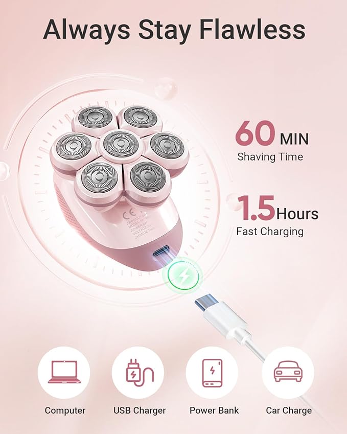 Electric Razors for Women: 2-in-1 Electric Shaver Trimmer for Ladies Flawless Legs &amp Full Body &amp Bikini - Waterproof Wet Dry Shaver w/LED Light &amp Travel Cap - Birthday Gifts for Wife Her