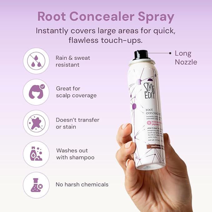 Style Edit Root Concealer Touch Up Spray (Multiple Colors Available) - Instantly Covers Greys And Roots - Professional Salon Quality Grays Cover Up Hair Products for Women Light Brown 2 Ounce PACK OF