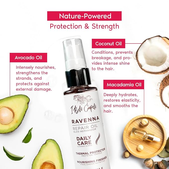 I Belli Capelli Ravenna Hair Straightening Kit ? Organic Hair B-tox &amp Repair Oil ? Anti-Frizz Intense Hydration Shine ? Formaldehyde-Free ? B-otox Hair Treament For All Hair Types (2-Pack)