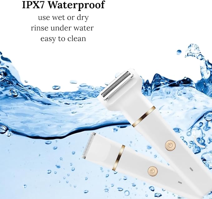 5-in-1 Bikini Trimmer for Women IPX7 Waterproof Women's Electric Razor and Shaver Cordless Facial &amp Pubic Hair Trimmer 5 Interchangeable Heads for All Areas Ceramic Blades USB Charging